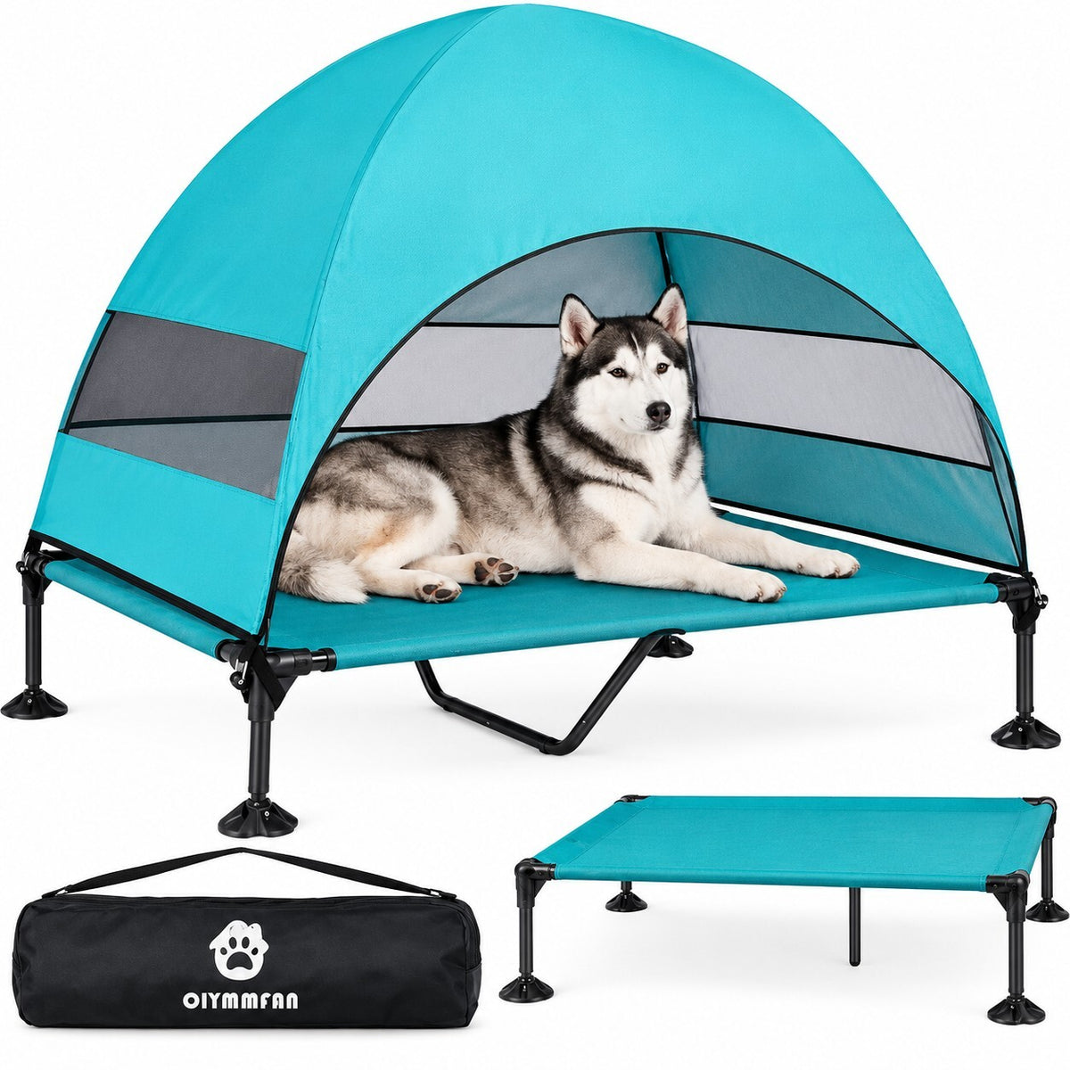 XL Elevated Dog Bed with Canopy Shade & Carry Bag – 127 x 81cm – Up to 70kg