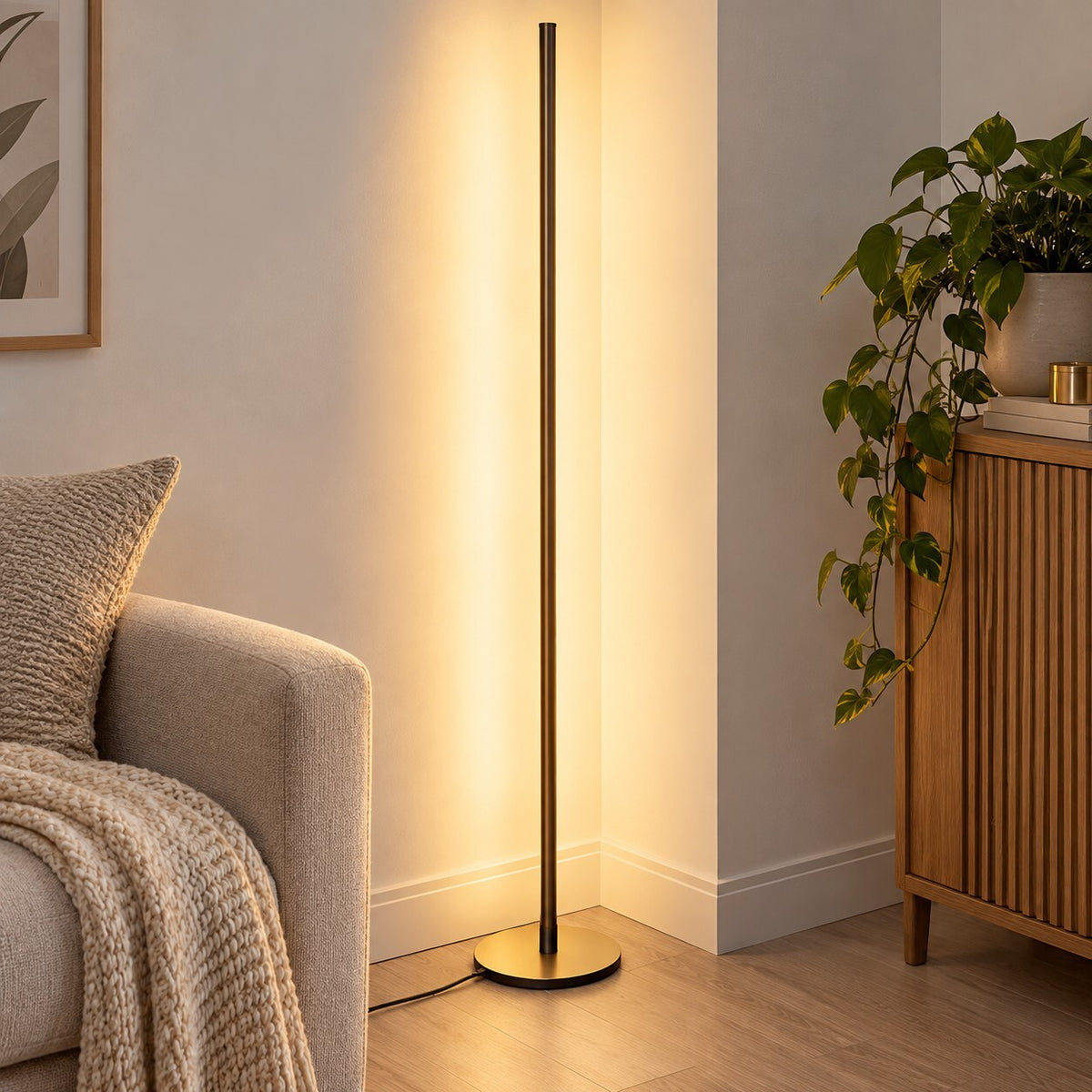 Gold LED Floor Lamp Modern Minimalist Standing Light with Foot Switch