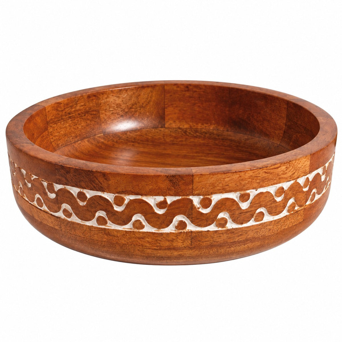 Wooden Fruit Salad Serving Bowl 25.4cm Modern Farmhouse Kitchen Décor