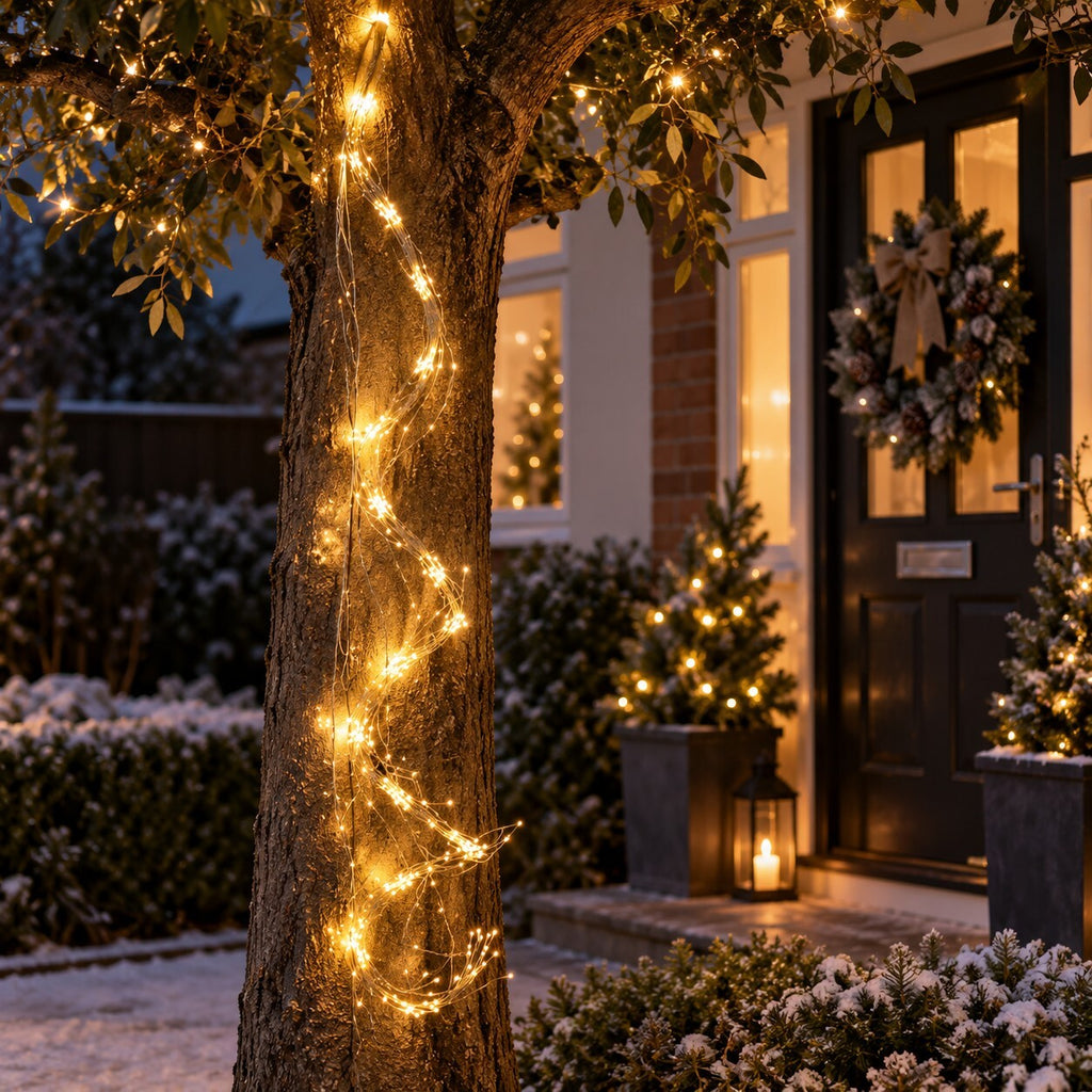 400 LED Waterfall Tree Fairy Lights 20 Strands Mains Powered Outdoor Lights