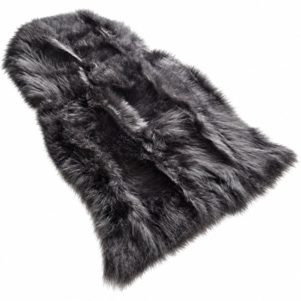 Grey Fluffy Shaggy Rug 60 x 90cm – Soft Faux Sheepskin Style Bedroom Mat