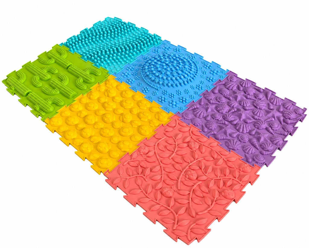 6PCS Sensory Massage Puzzle Floor Mats – Textured Silicone Kids Play Mat