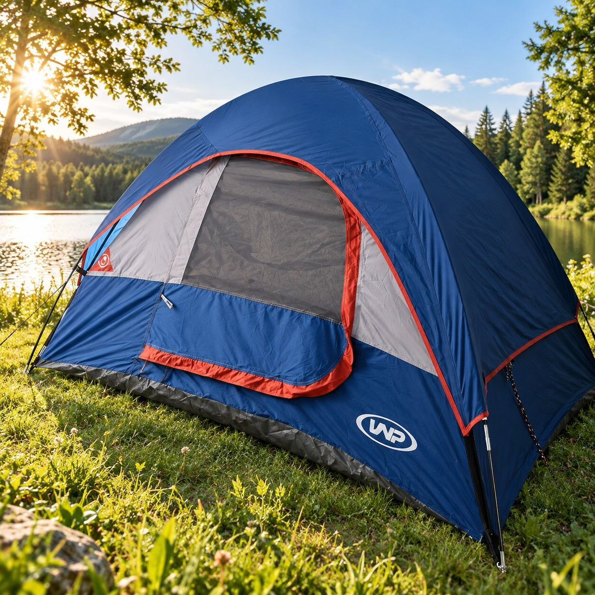 2-3 Person Camping Tent Waterproof Portable Dome Easy Set-Up – Navy Blue