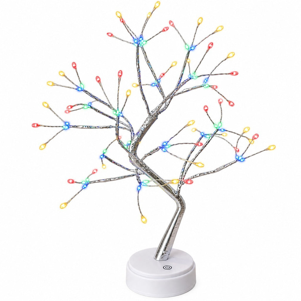50cm Multicolour LED Tree Light – Silver Decorative Bonsai Table Lamp