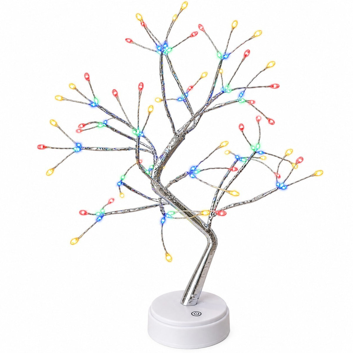 50cm Multicolour LED Tree Light – Silver Decorative Bonsai Table Lamp