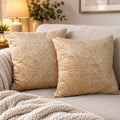 Beige Embossed Damask Cushion Cover 40x40cm – Luxury Decorative Pillow Cover