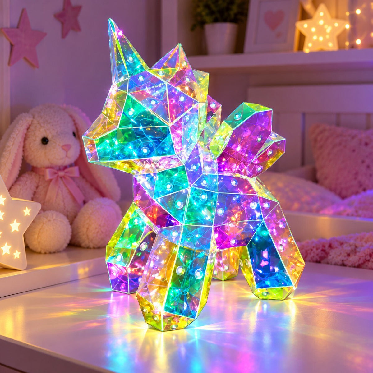 25cm LED Unicorn Light Multicolour Iridescent USB Powered Decorative Lamp