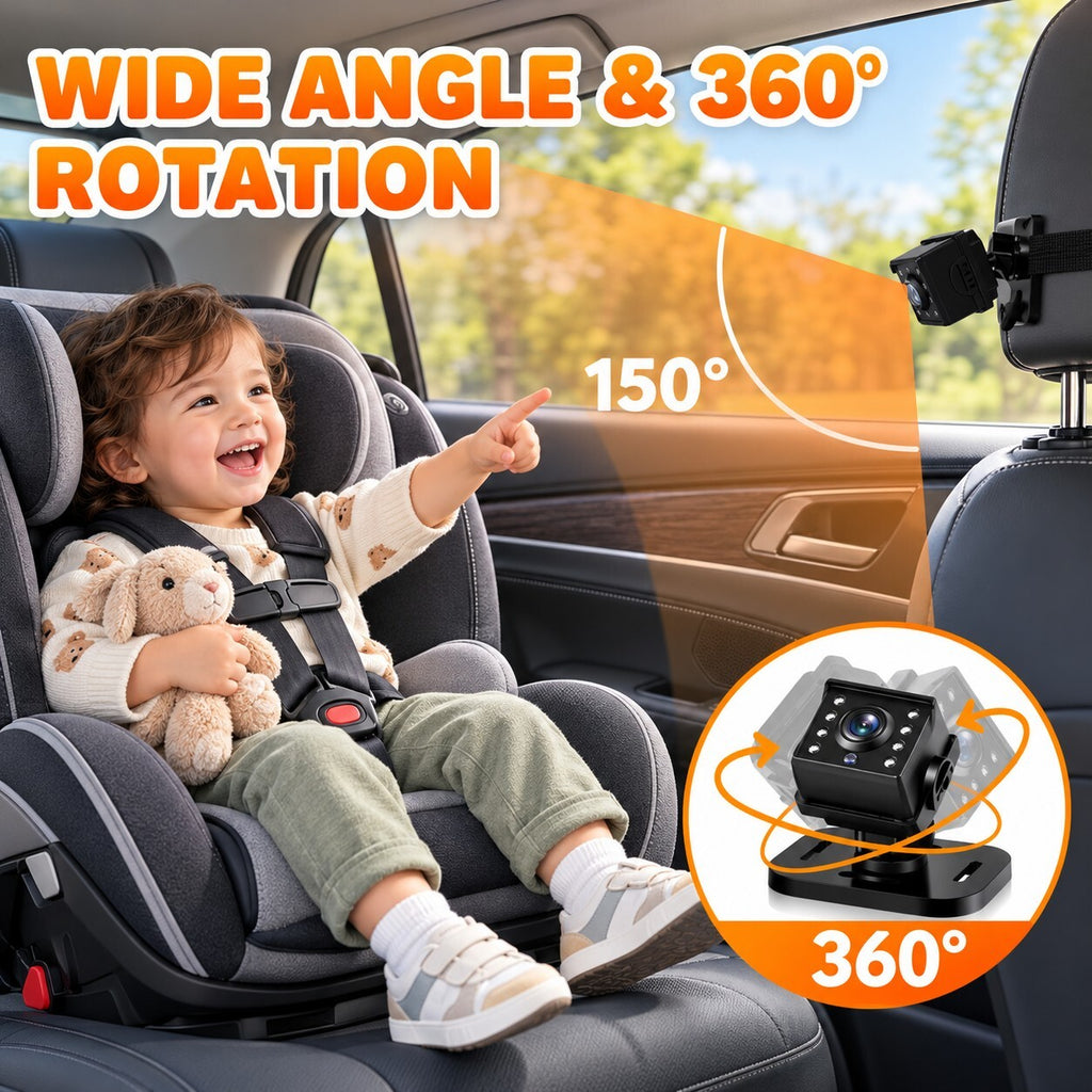 Zacro Baby Car Camera 1080P 4.3" Monitor Night Vision USB Rear Seat Baby Monitor