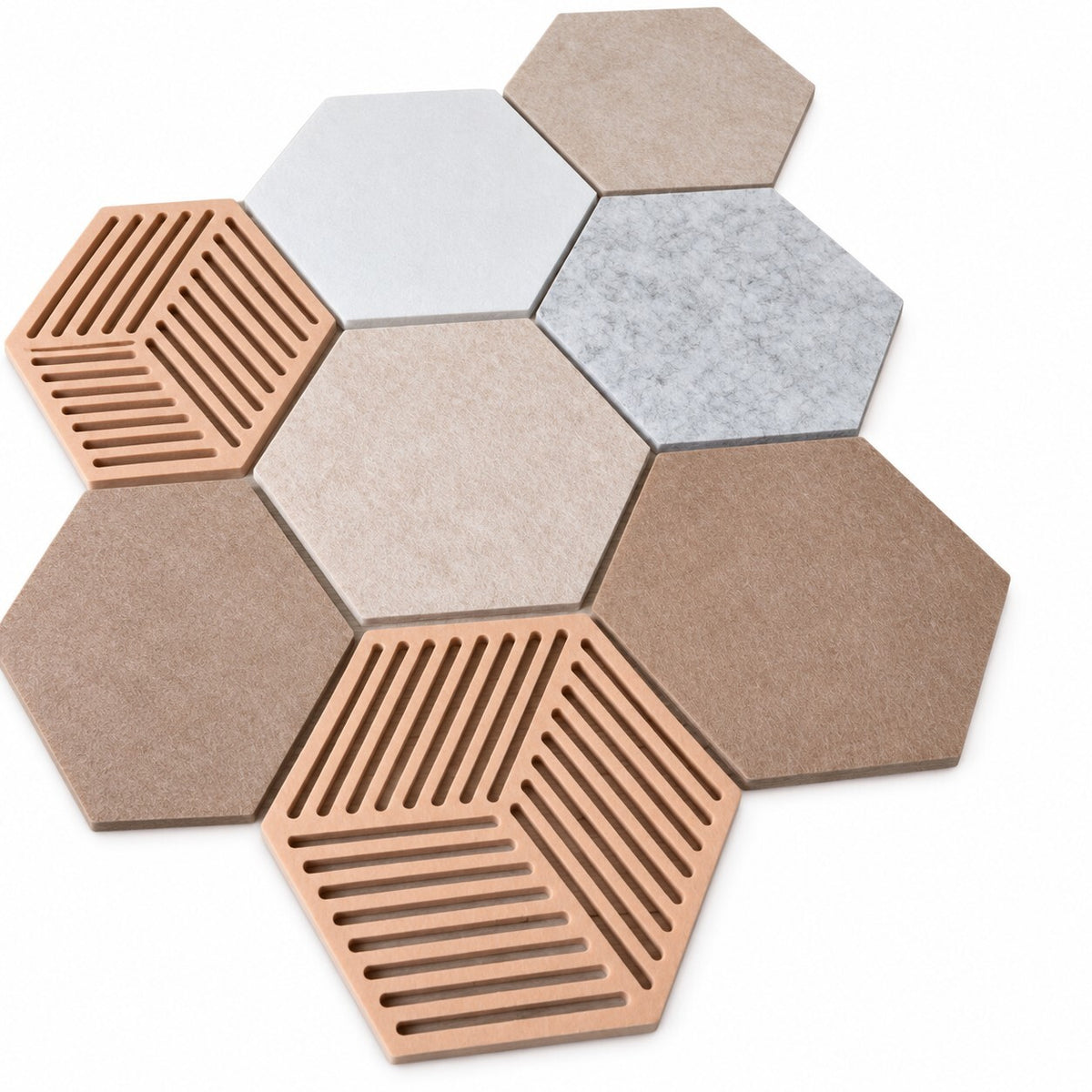 10x Hexagon Felt Wall Panels Self Adhesive Pin Board Tiles 30x26cm