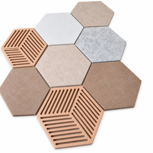10x Hexagon Felt Wall Panels Self Adhesive Pin Board Tiles 30x26cm