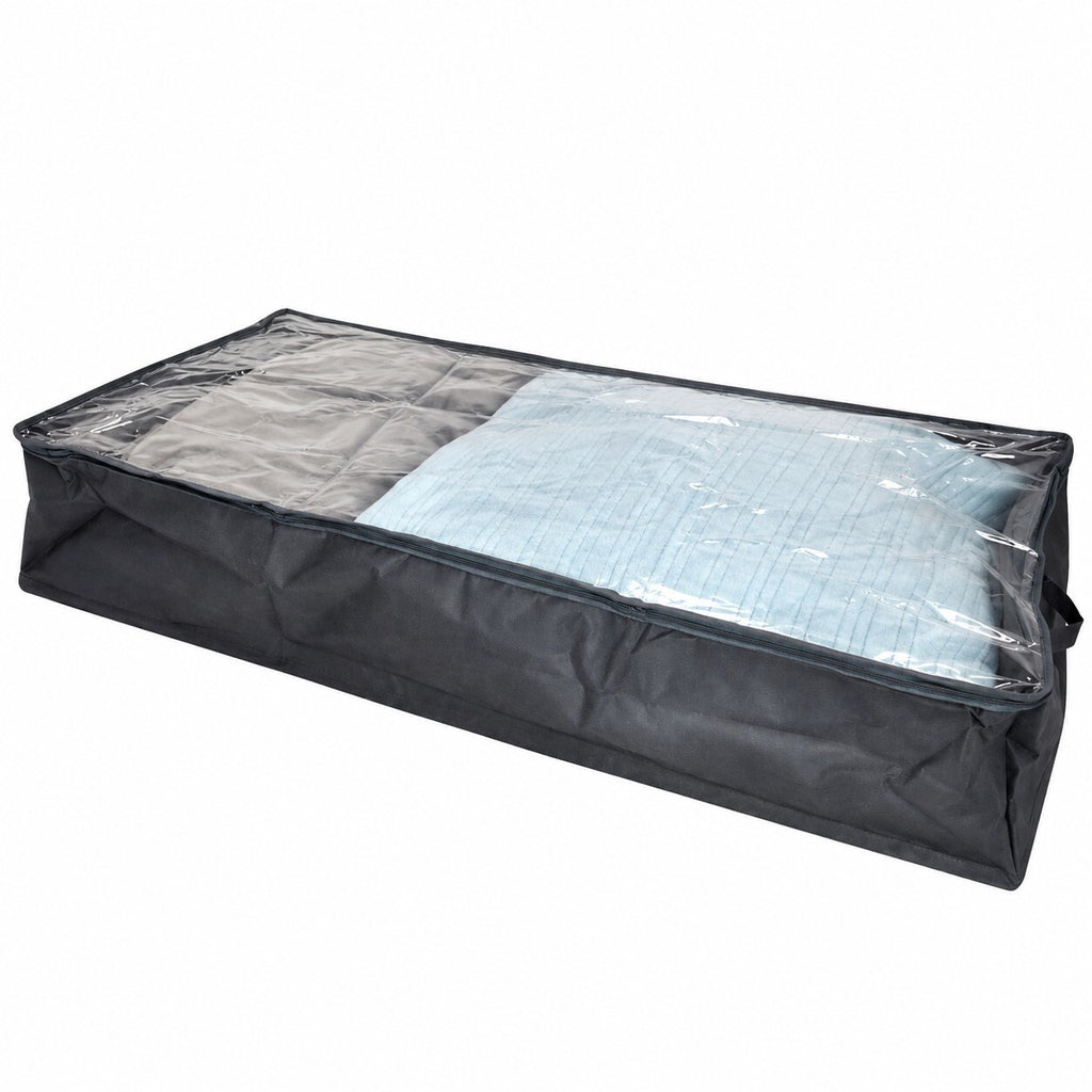 4 Pack Underbed Storage Bags Grey Zip Organisers 100 x 50 x 17 cm