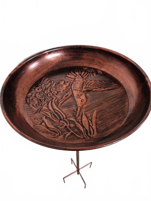 Metal Bird Bath with Stand – Copper Effect Garden Decoration – 100cm