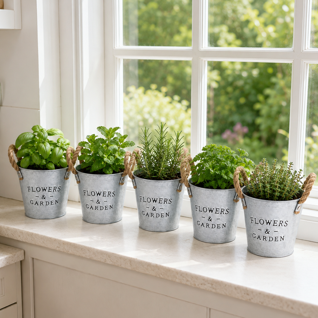 Metal Flower & Garden Plant Pot – Rustic Zinc Planter 13cm
