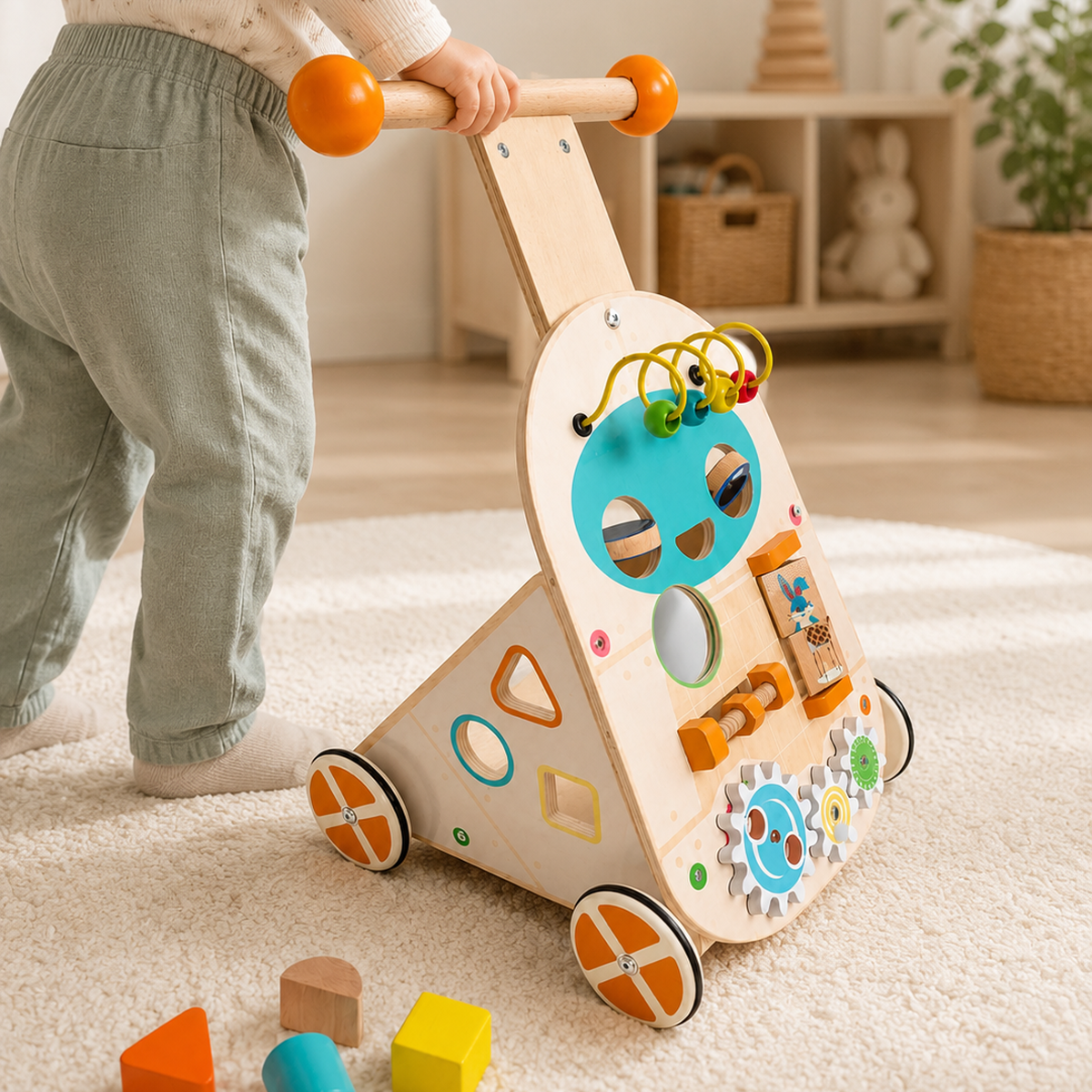 PushWooden Baby Walker & Activity Centre with Shape Sorter